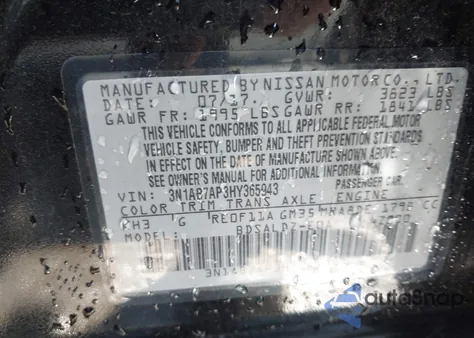 2017 Nissan Sentra Sv from USA, damaged, VIN 3N1AB7AP3HY365943